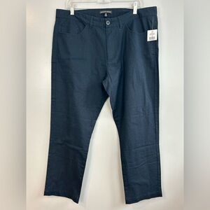 NWT Saks 5th Avenue Linen Blend Straight Leg Dark Blue Pants Size 36